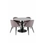 Estelle Round Dining Table ø106 H75 - White / Black, Velvet Dining Chair Corduroy - Pink / Black_4