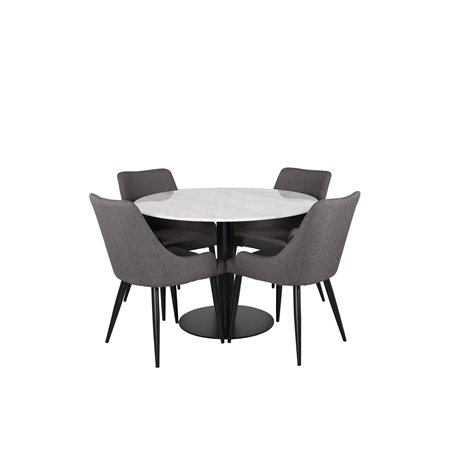 Estelle Round Dining Table ø106 H75 - White / Black, Plaza Dining Chair - Dark Grey / Black_4