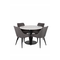 Estelle Round Dining Table ø106 H75 - White / Black, Plaza Dining Chair - Dark Grey / Black_4