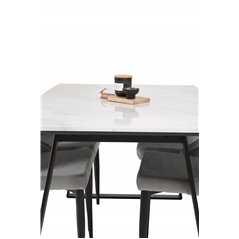 Estelle Dining Table 140*90 - White / Black, Leone Dining Chair - Grey / Black_4