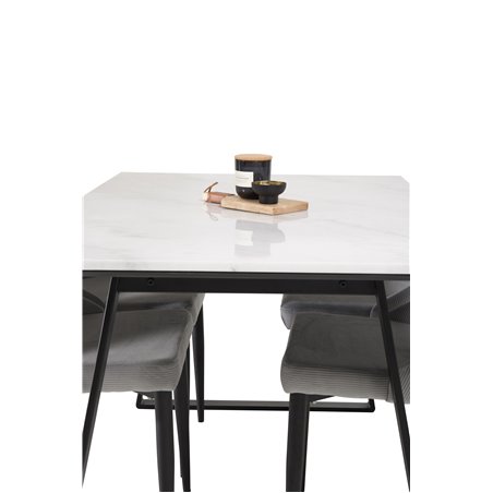 Estelle Dining Table 140*90 - White / Black, Leone Dining Chair - Grey / Black_4