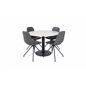 Estelle Round Dining Table ø106 H75 - White / Black, Polar Dining Chair with Spin function - black Legs - Black PU - Black Stitc