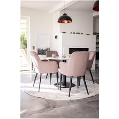 Estelle Round Dining Table ø106 H75 - Black / Black, Comfort Dining Chair - Pink / Black_4