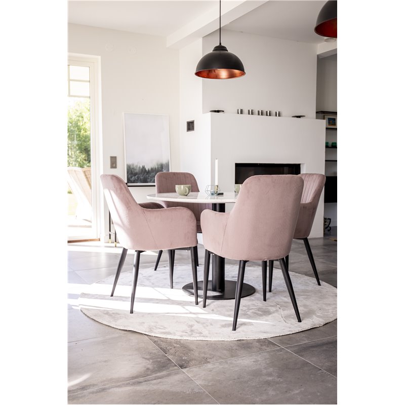 Estelle Round Dining Table ø106 H75 - Black / Black, Comfort Dining Chair - Pink / Black_4