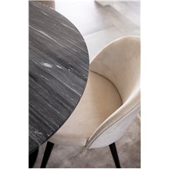 Estelle Round Dining Table ø106 H75 - Black / Black, Velvet Dining Chair - Beige / Black_4