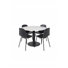 Estelle Rundt Spisebord ø106 H75 - Hvid / Sort, Arctic Dining Chair - Sorte Ben - Sort Pla stic_4