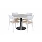 Estelle Round Dining Table ø106 H75 - White / Black, Polly Dining Chair - Nature / White_4