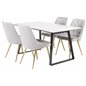 Estelle Dining Table 140*90 - White / Black, Velvet Deluxe Dining Chair - Light Grey / Brass_4