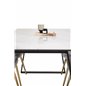 Estelle Dining Table 140*90 - White / Black, Velvet Deluxe Dining Chair - Light Grey / Brass_4