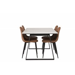 Estelle Dining Table 140*90 - White / Black, Polar Dining Chair - Brown / Black _4