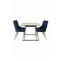 Estelle Dining Table 140*90 - White / Black, Velvet Deluxe Dining Chair - Blue / Brass_4