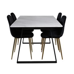 Estelle Dining Table 140*90 - White / Black, Polar Dining Chair - Black / Brass_4