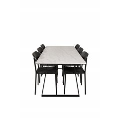 Estelle Dining Table 200*90*H76 - White / Black, Polly Dining Chair - Black / Black_6