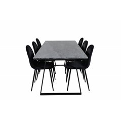 Estelle Dining Table 200*90*H76 - Black / Black, Polar Dining Chair - Black legs / Black Velvet (ersätter 19902-888)_6