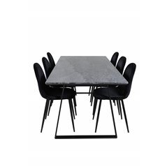 Estelle Dining Table 200*90*H76 - Black / Black, Polar Dining Chair - Black legs / Black Velvet (ersätter 19902-888)_6