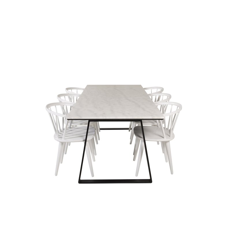 Estelle Dining Table 200*90*H76 - White / Black, Bullerbyn Windsor Dining Chair - White_6