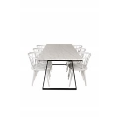 Estelle Dining Table 200*90*H76 - White / Black, Bullerbyn Windsor Dining Chair - White_6