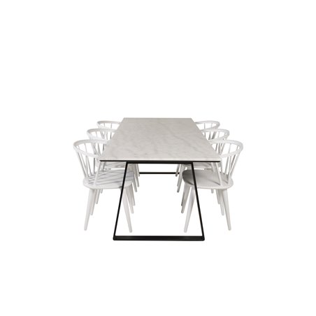 Estelle Dining Table 200*90*H76 - White / Black, Bullerbyn Windsor Dining Chair - White_6