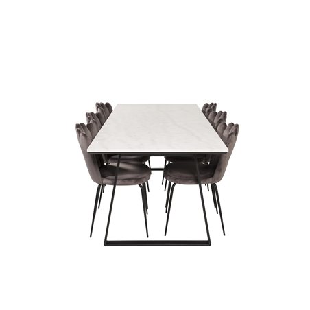 Estelle Dining Table 200*90*H76 - White / Black, Limhamn Light - Chair - Grey Velvet_6