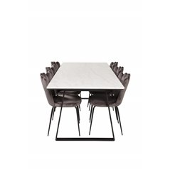 Estelle Dining Table 200*90*H76 - White / Black, Limhamn Light - Chair - Grey Velvet_6