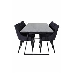 Estelle Dining Table 200*90*H76 - Black / Black, Plaza Dining Chair - Black Legs - Black Fabric_6