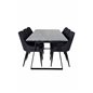 Estelle Dining Table 200*90*H76 - Black / Black, Plaza Dining Chair - Black Legs - Black Fabric_6