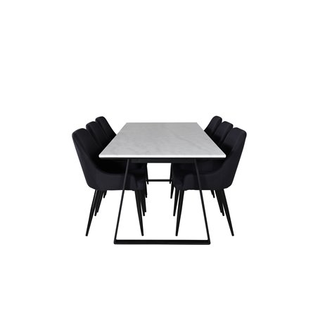 Estelle Dining Table 200*90*H76 - White / Black, Plaza Dining Chair - Black Legs - Black Fabric_6