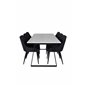 Estelle Dining Table 200*90*H76 - White / Black, Plaza Dining Chair - Black Legs - Black Fabric_6