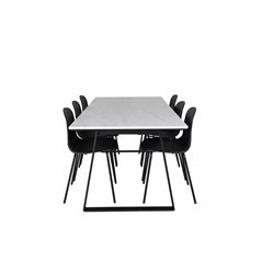 Estelle Dining Table 200*90*H76 - White / Black, Arctic Dining Chair - Black Legs - Black Plastic_6