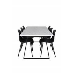 Estelle Dining Table 200*90*H76 - White / Black, Arctic Dining Chair - Black Legs - Black Plastic_6