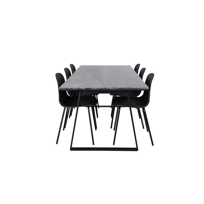 Estelle Dining Table 200*90*H76 - Black / Black, Arctic Dining Chair - Black Legs - Black Plastic_6