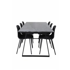 Estelle Dining Table 200*90*H76 - Black / Black, Arctic Dining Chair - Black Legs - Black Plastic_6