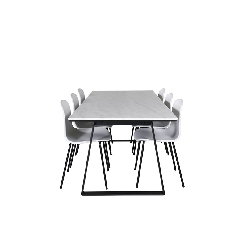 Estelle Dining Table 200*90*H76 - White / Black, Arctic Dining Chair - Black Legs - White Plastic_6