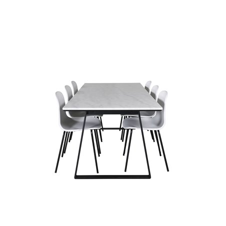 Estelle Spisebord 200 * 90 * H76 - Hvid / Sort, Arctic Dining Chair - Sorte Ben - Hvid Pla stic_6