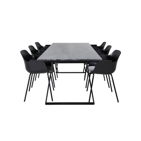 Estelle Dining Table 200*90*H76 - Black / Black, Comfort Plastic Dining Chair - Black Legs -Black Plastic_6