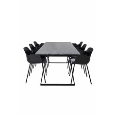 Estelle Dining Table 200*90*H76 - Black / Black, Comfort Plastic Dining Chair - Black Legs -Black Plastic_6