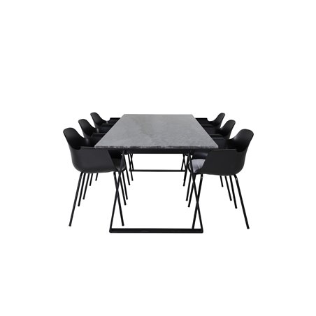 Estelle Dining Table 200*90*H76 - Black / Black, Comfort Plastic Dining Chair - Black Legs -Black Plastic_6