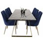 Estelle Dining Table 200*90*H76 - Grey / Brass, Velvet Deluxe Dining Chair - Blue / Brass_6