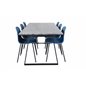 Estelle Dining Table 200*90*H76 - Black / Black, Arctic Dining Chair - Black Legs - Blue Plastic_6