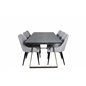 Estelle Dining Table 200*90*H76 - Grey / Brass, Plaza Dining chair - Black legs - Light  Grey Fabric_6