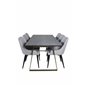 Estelle Dining Table 200*90*H76 - Grey / Brass, Plaza Dining chair - Black legs - Light  Grey Fabric_6