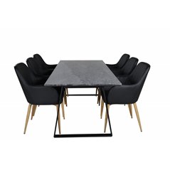 Estelle Dining Table 200*90*H76 - Black / Black, Comfort Dining Chair - Black / Black_6