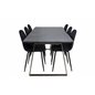 Estelle Dining Table 200*90*H76 - Grey / Brass, Polar Dining Chair - Black Legs - Black Fabric_6