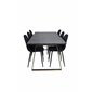 Estelle Dining Table 200*90*H76 - Grey / Brass, Polar Dining Chair - Black Legs - Black Fabric_6