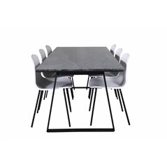 Estelle Dining Table 200*90*H76 - Black / Black, Arctic Dining Chair - Black Legs - White Plastic_6