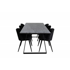 Estelle Dining Table 200*90*H76 - Black / Black, Velvet Dining Chair - Black / Black_6