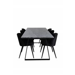 Estelle Dining Table 200*90*H76 - Black / Black, Velvet Dining Chair - Black / Black_6