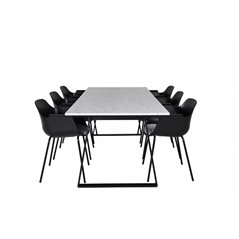 Estelle Dining Table 200*90*H76 - White / Black, Comfort Plastic Dining Chair - Black Legs -Black Plastic_6