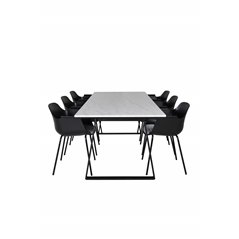 Estelle Dining Table 200*90*H76 - White / Black, Comfort Plastic Dining Chair - Black Legs -Black Plastic_6