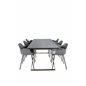 Estelle Dining Table 200*90*H76 - Grey / Brass, Comfort Plastic Dining Chair - Black Legs - Grey Plastic_6